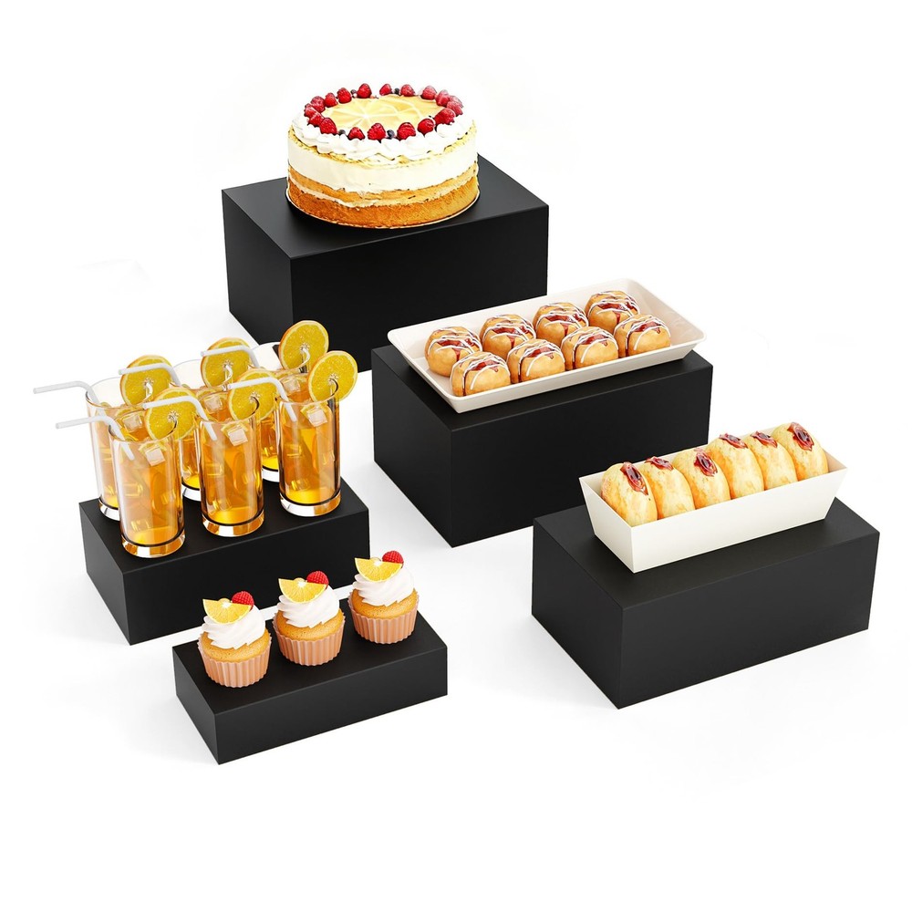 5 Pcs Metal Display Stands for Buffet Table Cake Risers, Cupcake Rectangle St...