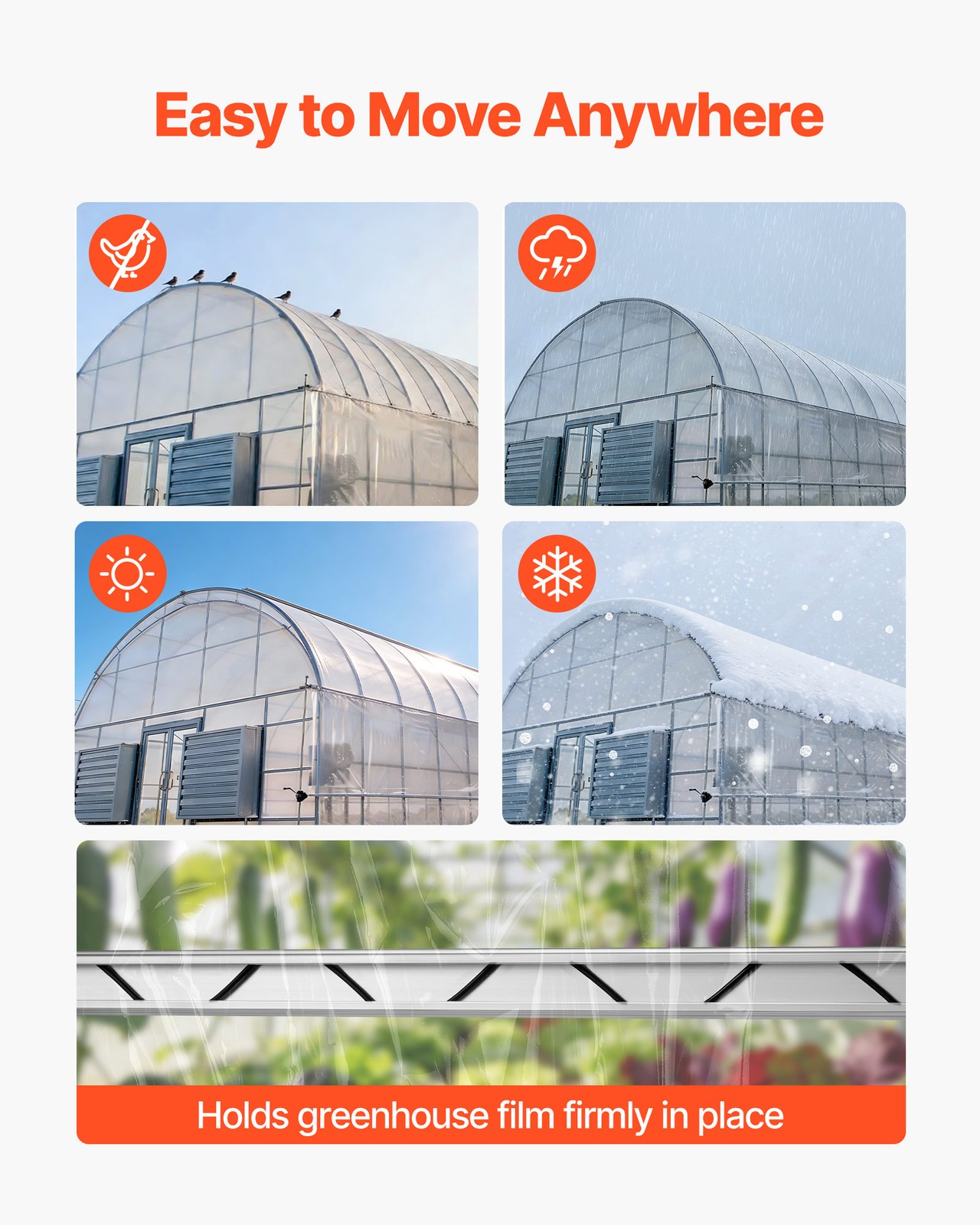 VEVOR Greenhouse Spring Wire & Lock Channel Aluminum Alloy 40 Packs 6.56 ft