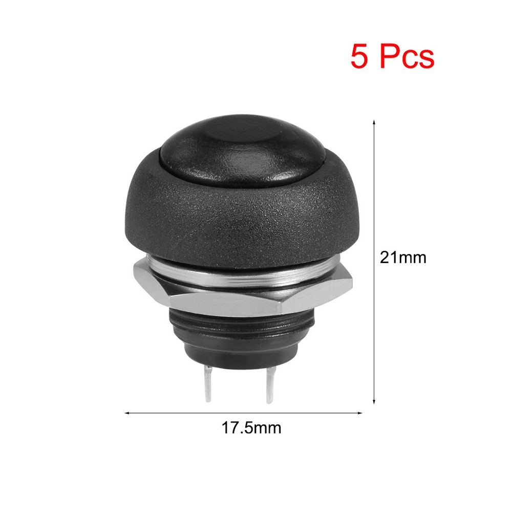 5Pcs,12mm Black Momentary Push Button Switch Round Flat Button SPST NO