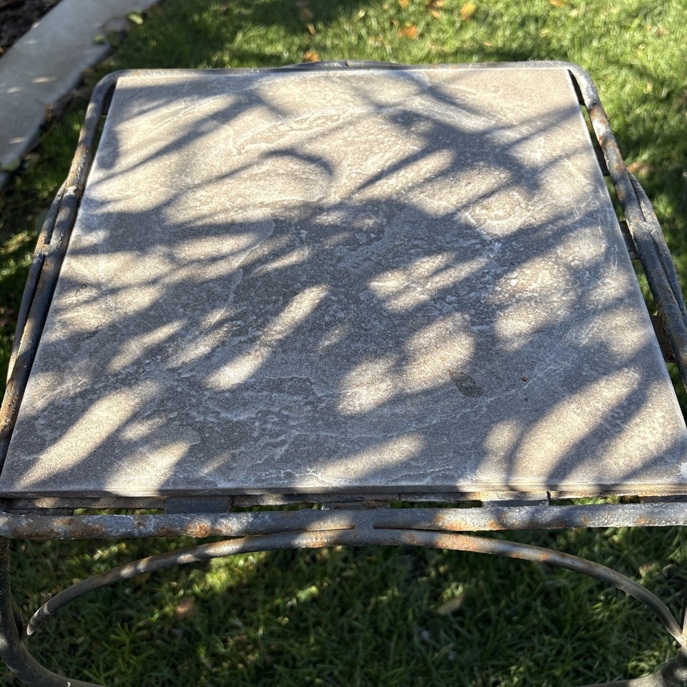 VTG Wrought Iron Rustic Table With Slate Tile