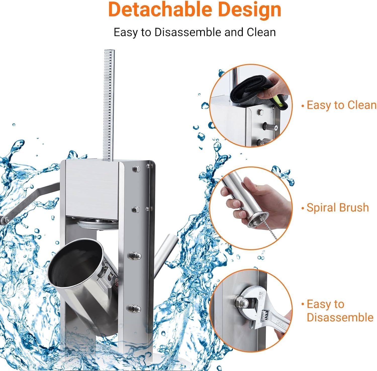 3L Manual Sausage Stuffer Dual-Speed Stainless Steel Sausage Filler & 4 Tubes​​