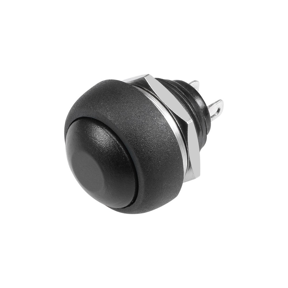 5Pcs,12mm Black Momentary Push Button Switch Round Flat Button SPST  NO