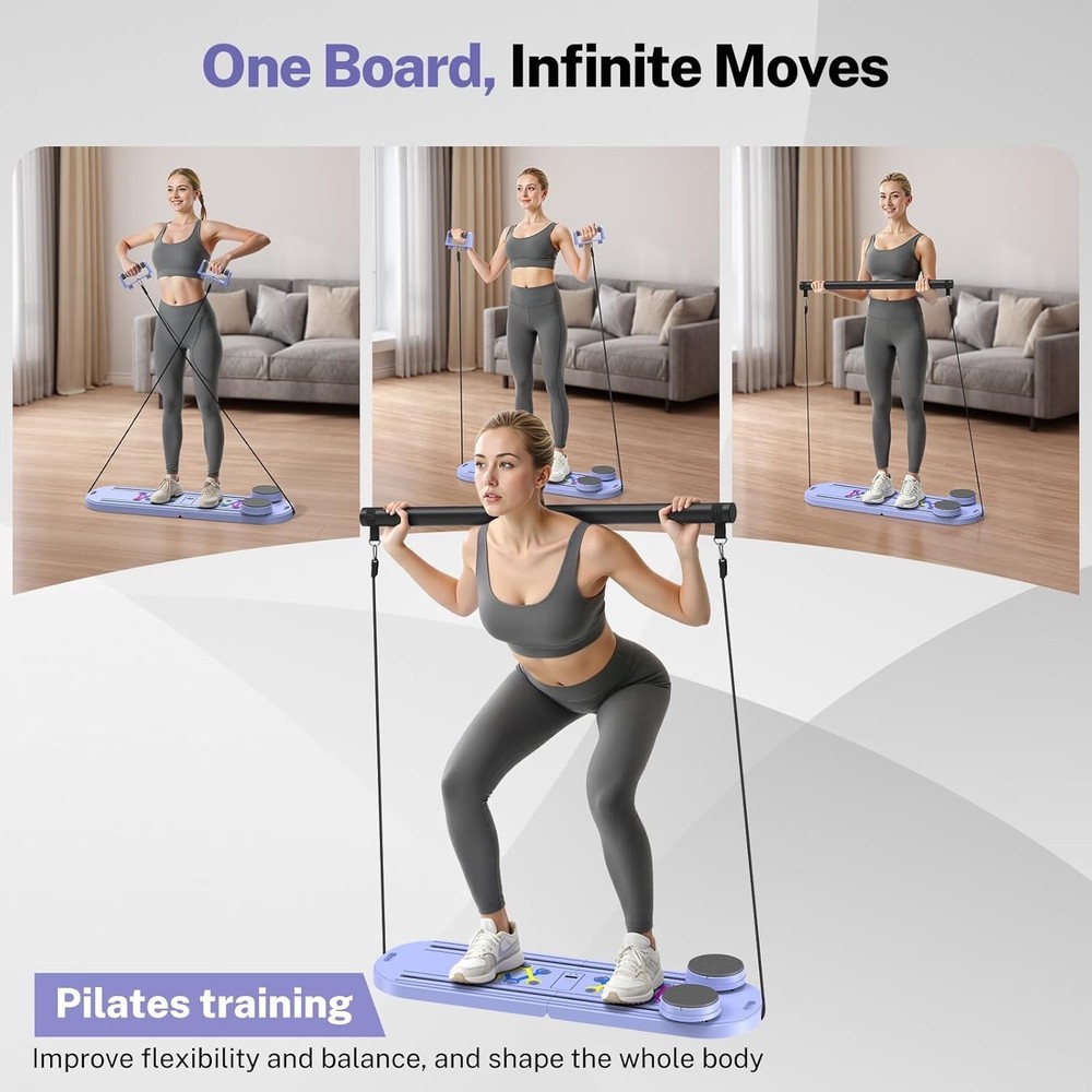 Pilates Board,Foldable ReformerPilates Equipment with Timer, Multi-PurposePURPLE