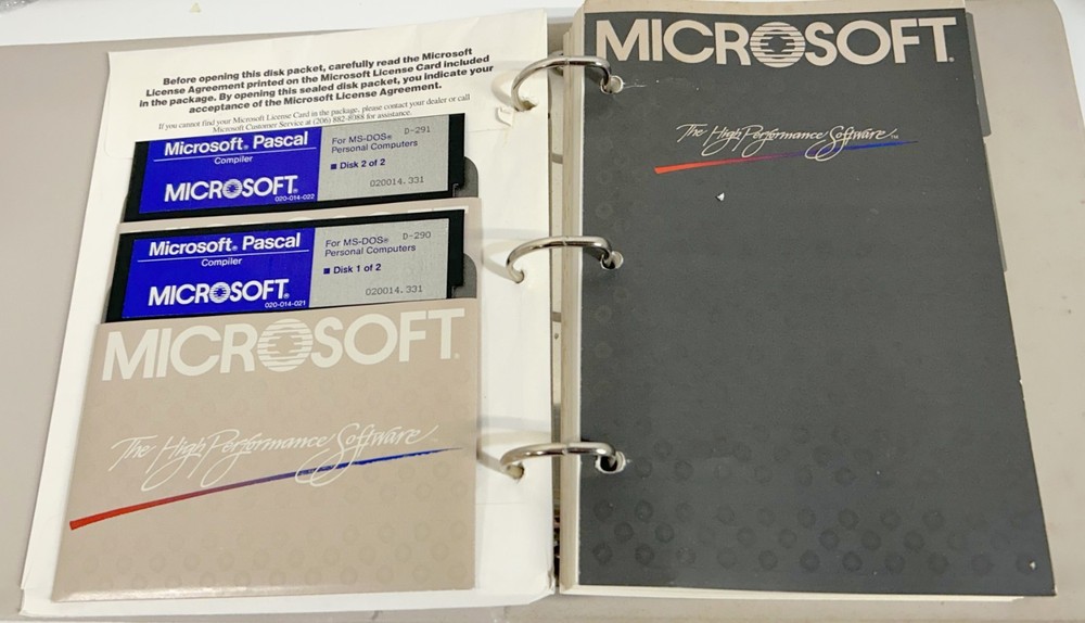 Microsoft Pascal Compiler Vrs 3.31 Manual & Software