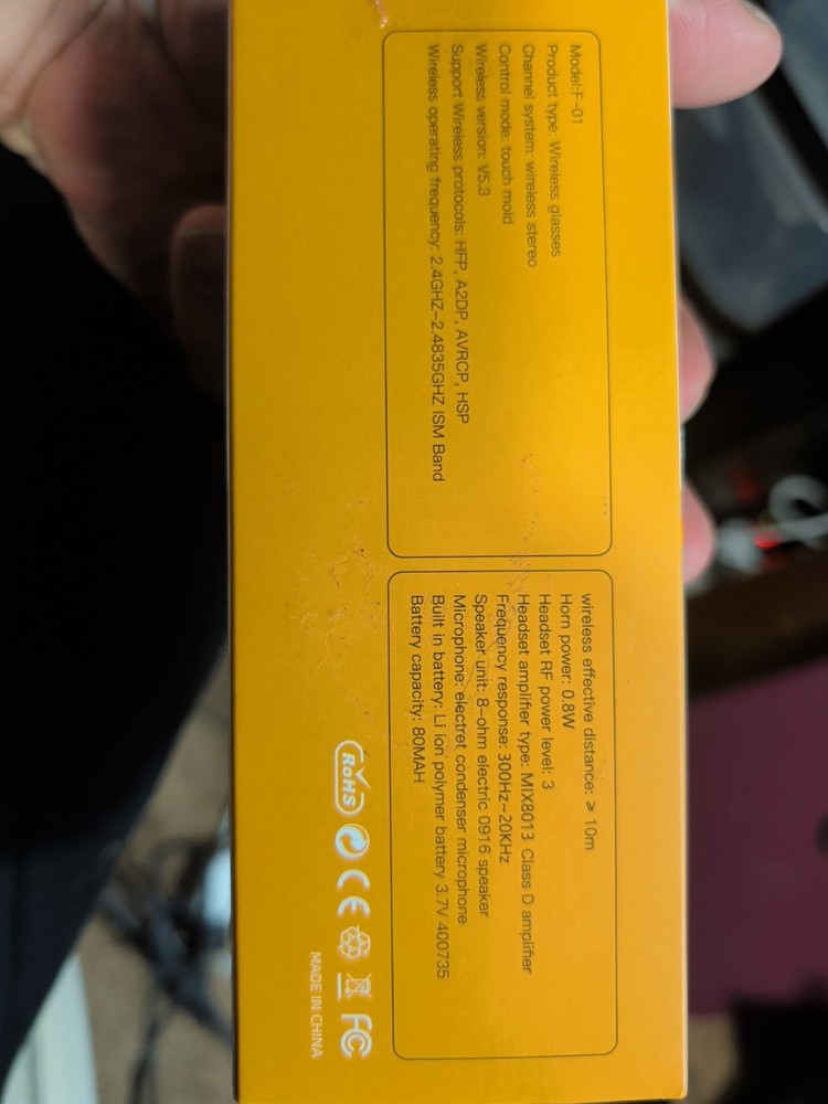 Glasses Wireless Headset Bluetooth Model F-01