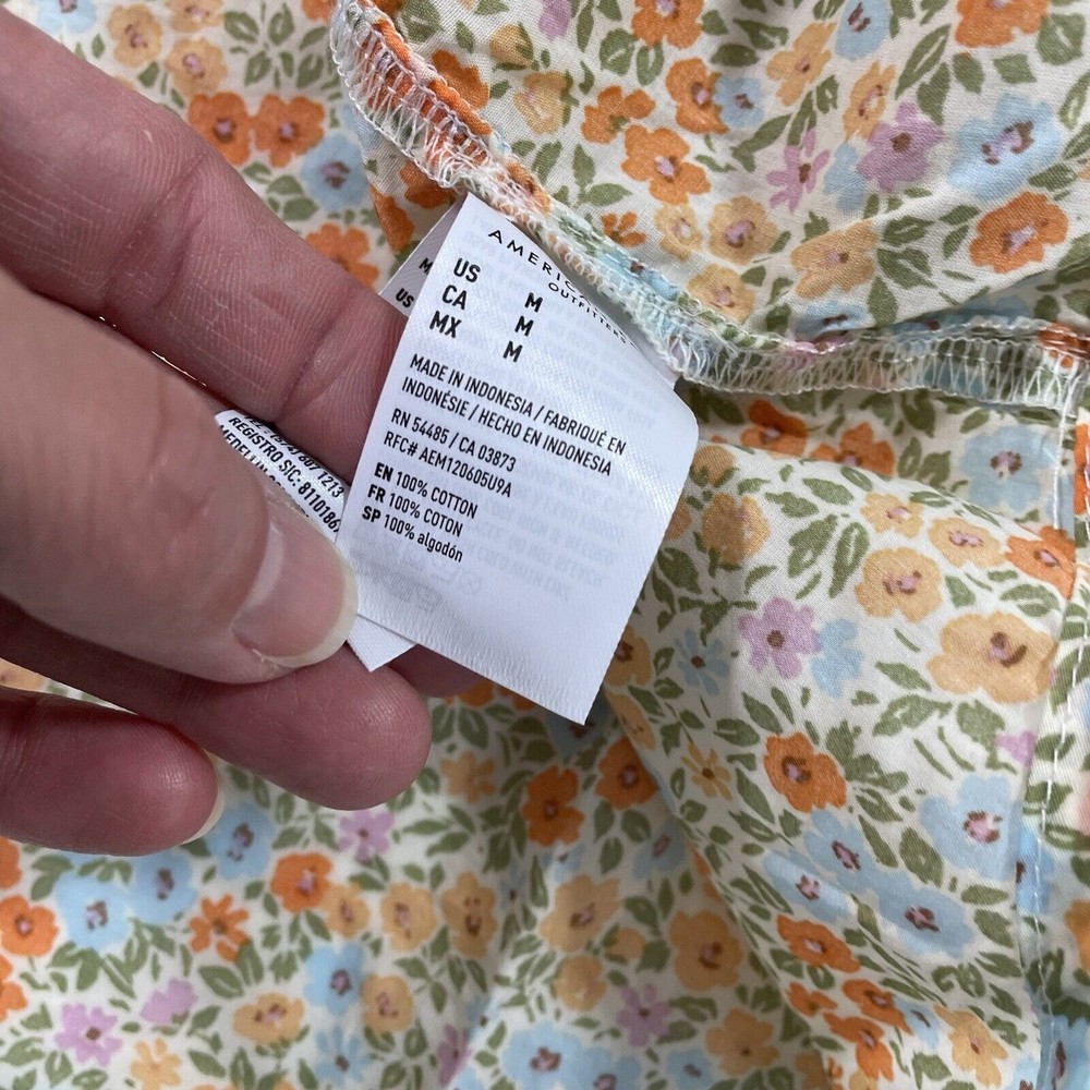 American Eagle Oversized Resort Shirt Micro Floral Patchwork Size Medium New