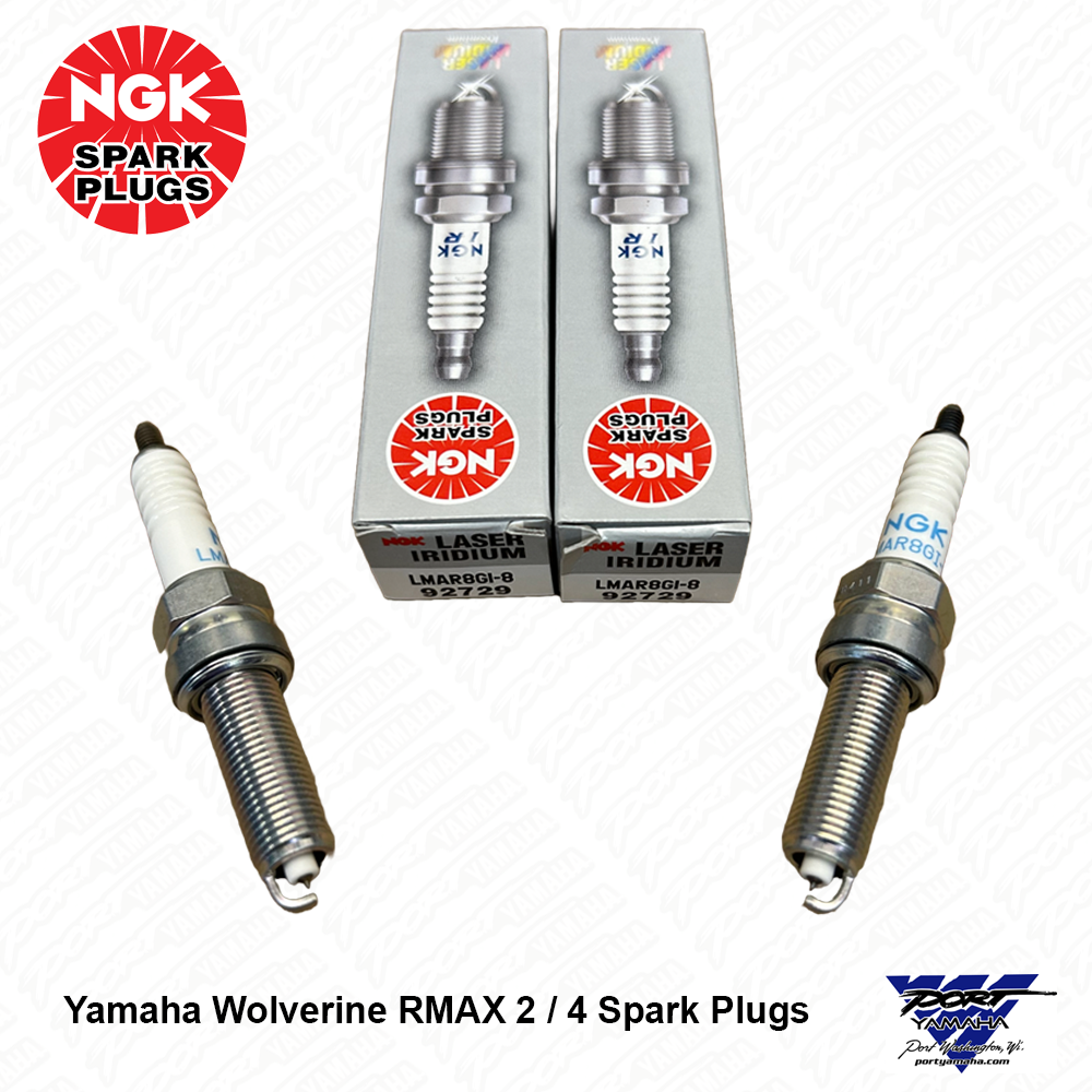 OEM Yamaha Wolverine RMAX 2 / 4 Spark Plugs NGK LMAR8GI-8 92729 - 2 Pack