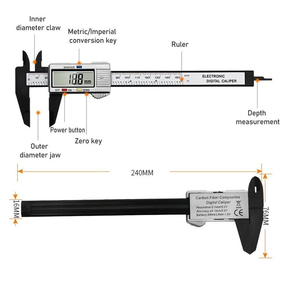 Electronic Digital Vernier Caliper For Inner and Outer Diameter Measuring Tool