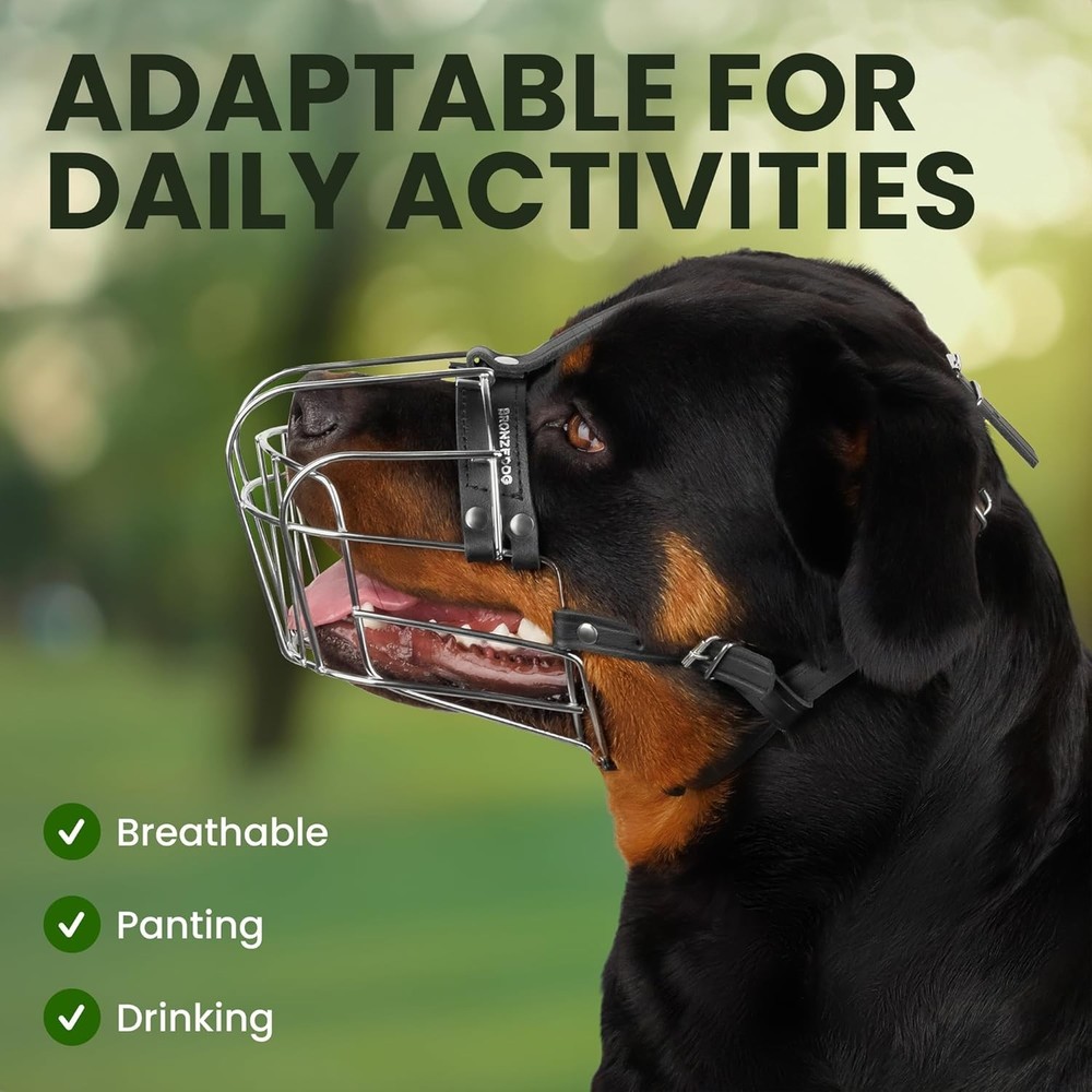 Leather Straps Dog Muzzle Stainless Steel