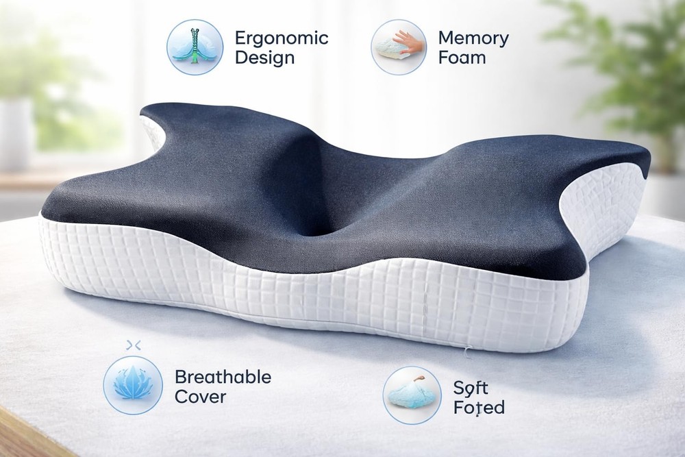 Adjustable Memory Foam Pillow – Ergonomic Support for Side, Back & Stomach Sl...