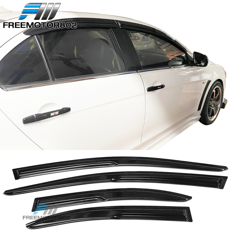 Fits 08-17 Mitsubishi Lancer & Evolution V2 Tape on Window Visors Acrylic 4 Pc