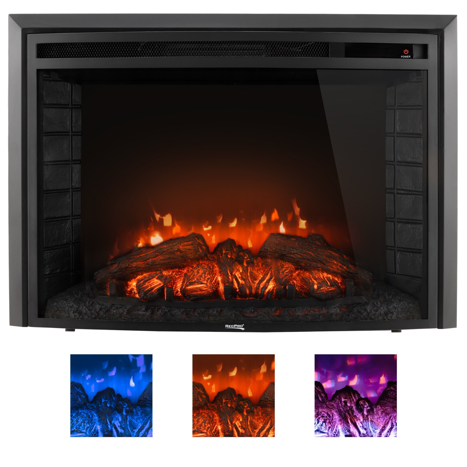 RecPro RV 30" Electric Fireplace | 26" Cutout | 120V | 3 Color Modes