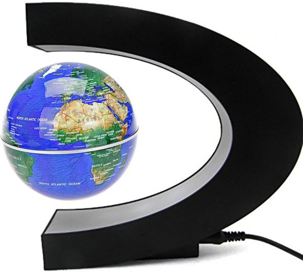 Floating Globe with LED Lights C Shape Magnetic Levitation Floating Globe World