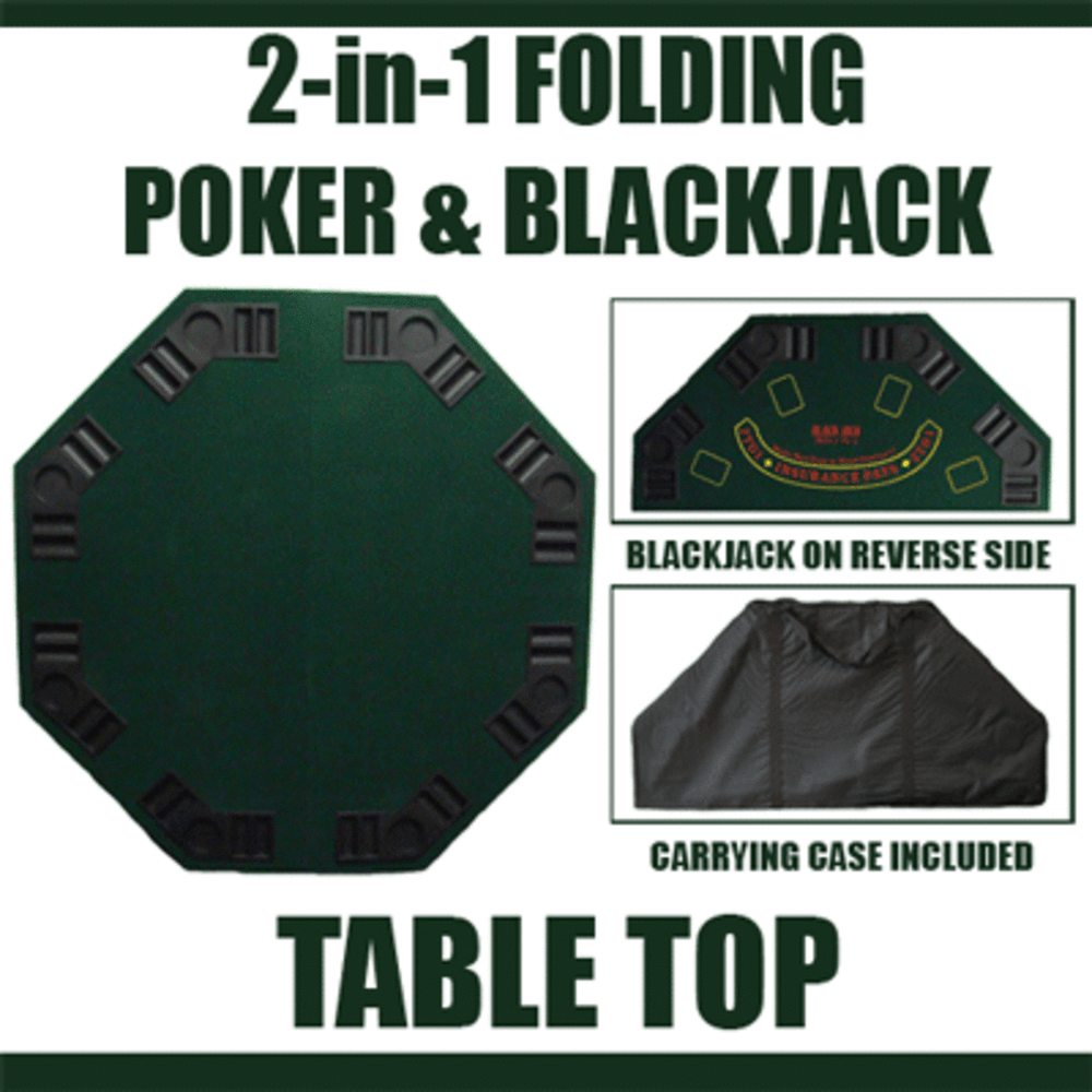 48" Green Octagon Folding Table Top - Poker & Blackjack Layouts BRY004783U