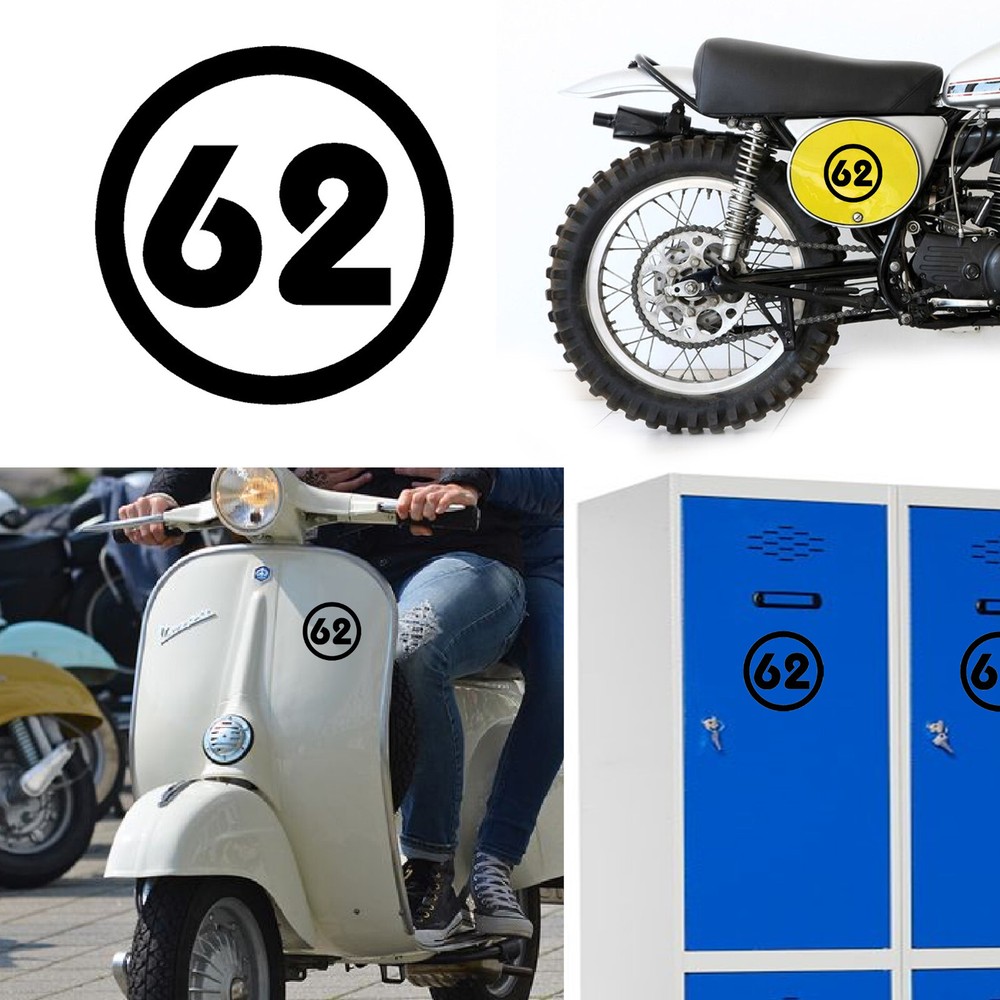 Number 62 v2 Sticker Vinyl