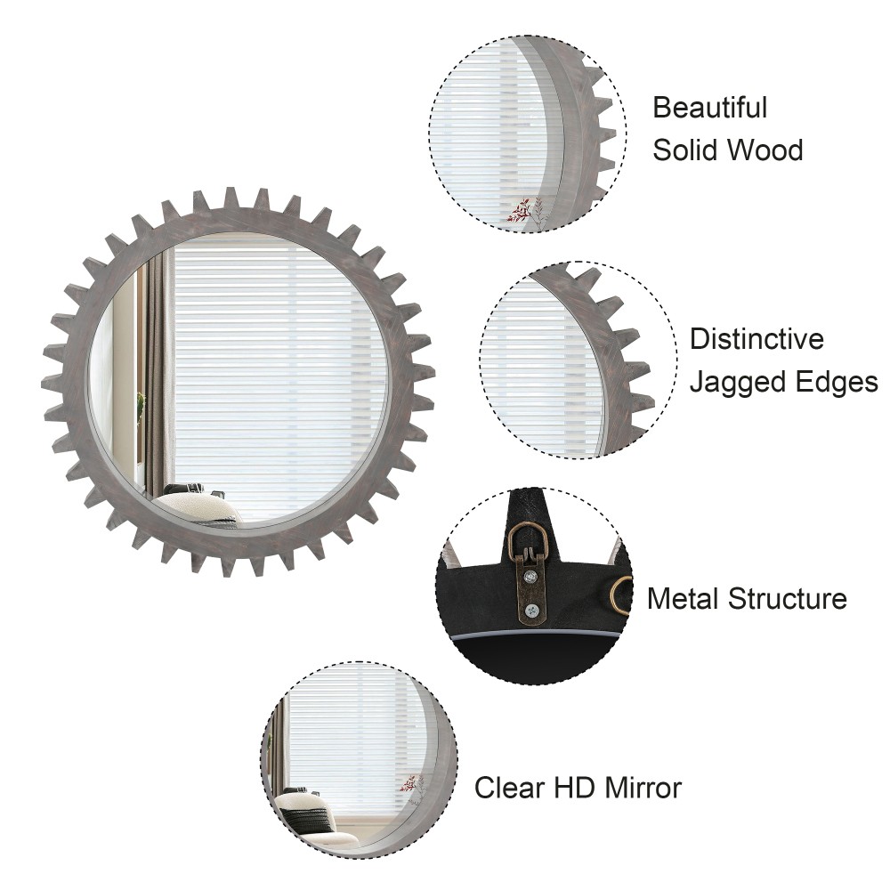 Round Hanging Gear Shape Decorative Mirror Patchwork Effect Sold Individually