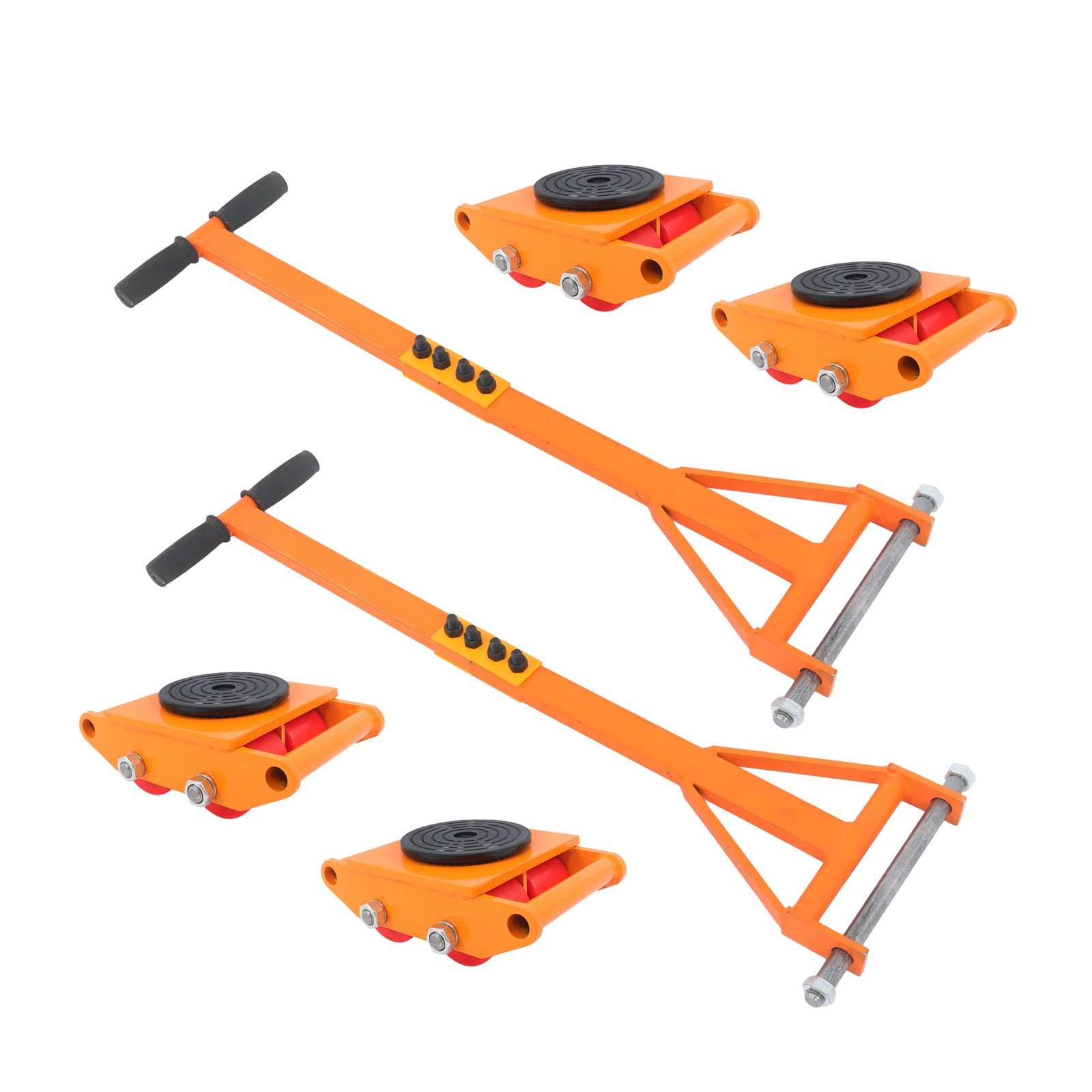 4 Pcs Heavy Duty Machinery Skates Dolly 6T/13200Lbs With Handle 360° Rotation
