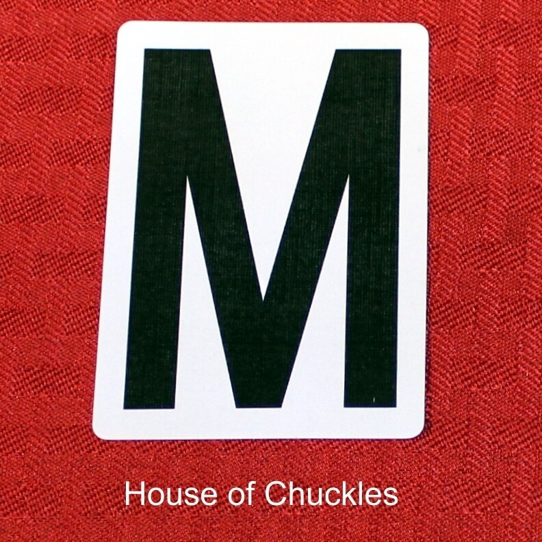 Letter M, Bicycle Printed Gaff Card, Blue