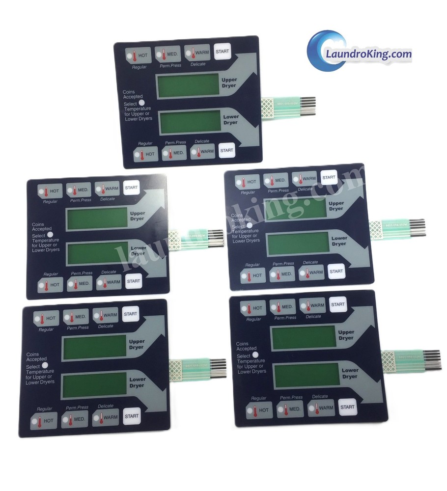 9801-059-002 (5 PCS)  DEXTER DRYER BLUE MEMBRANE SWITCH (KEYPAD, TOUCHPAD)