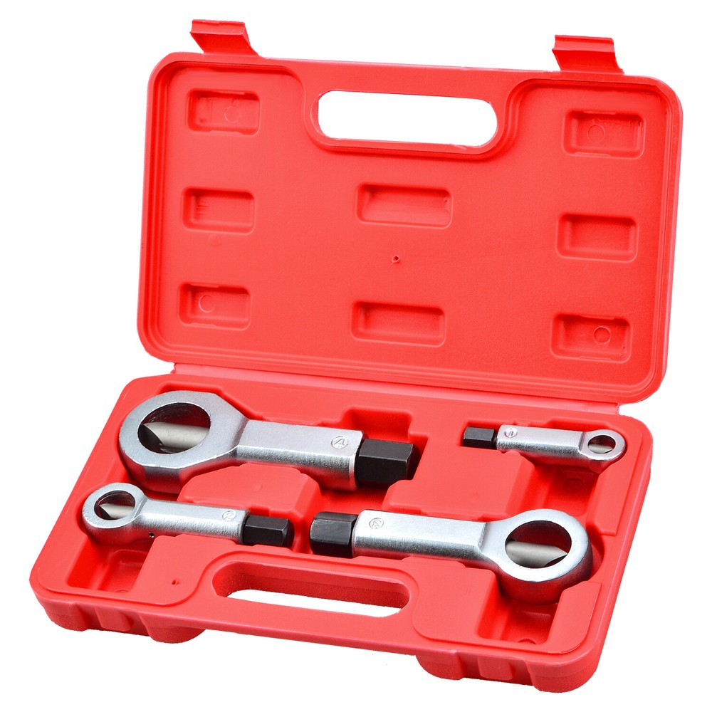 4pcs Nut Splitter Tool Broken Damaged Stuck Remover Puller Corroded Split Set