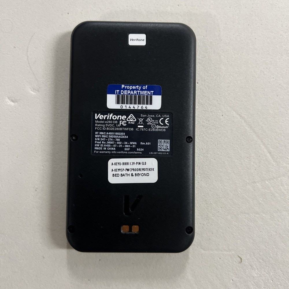 Verifone e280 Handheld Payment Terminal – DB, Bluetooth (No Charger - Untested)