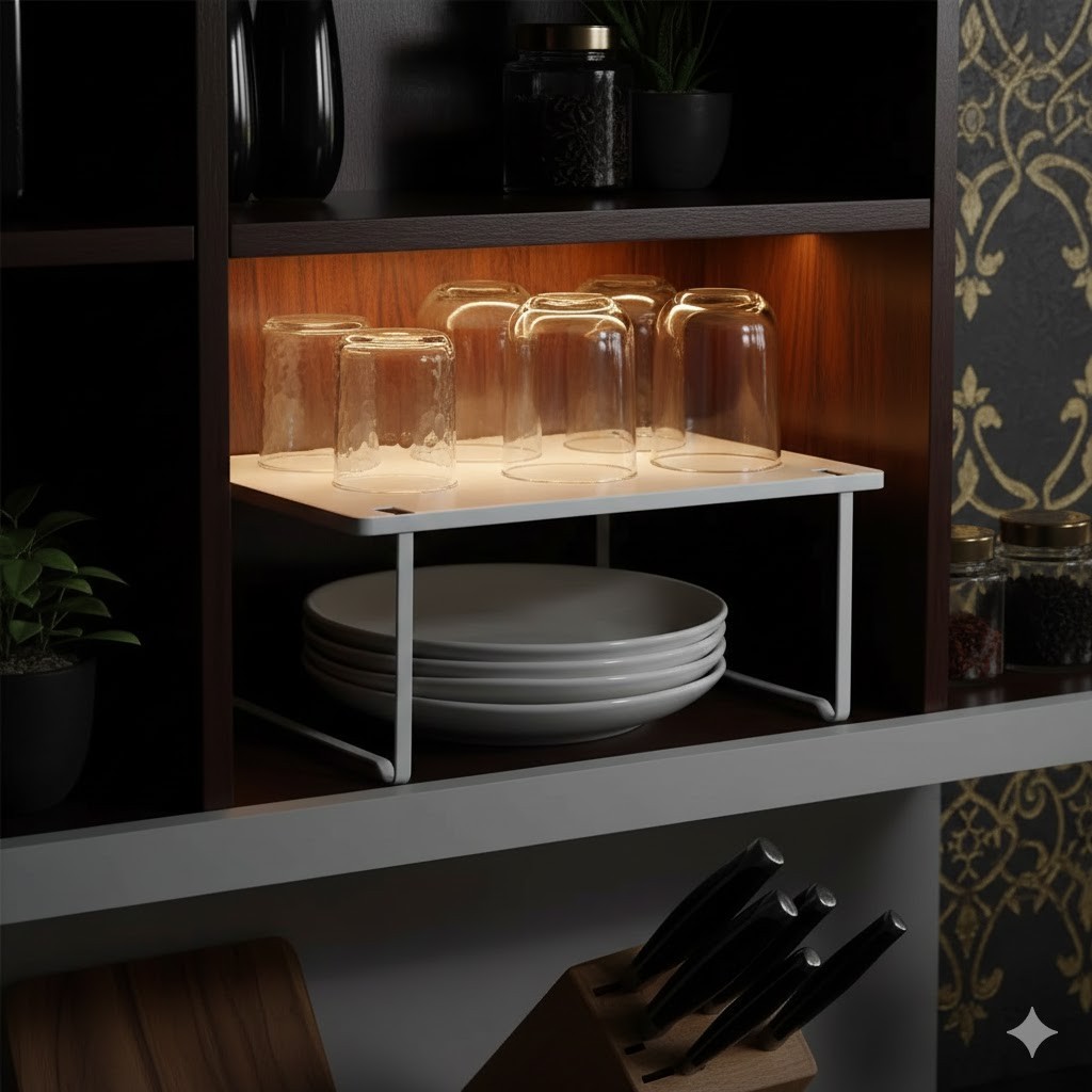 Metal Cabinet Shelf White - Brightroom: Kitchen Organizer, Shelf Riser, Iron, 15