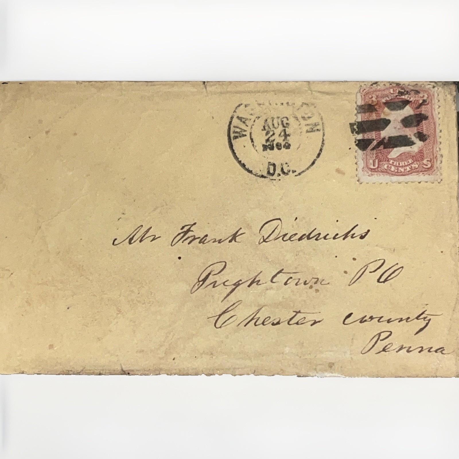 SET OF 4 US CIVIL WAR ERA COVERS 1862-1864 2c & 3c STAMPS PHILADELPHIA POSTMARKS