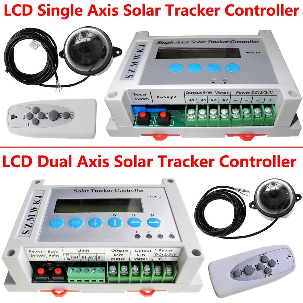 Auto-Tracking Single/Dual Axis Panel Tracker Controller + Light Sensor Sun Track