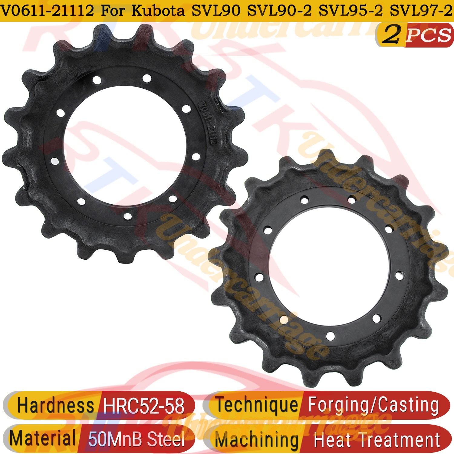 2x Rear Sprocket Undercarriage Part For Kubota SVL90 SVL95 SVL97