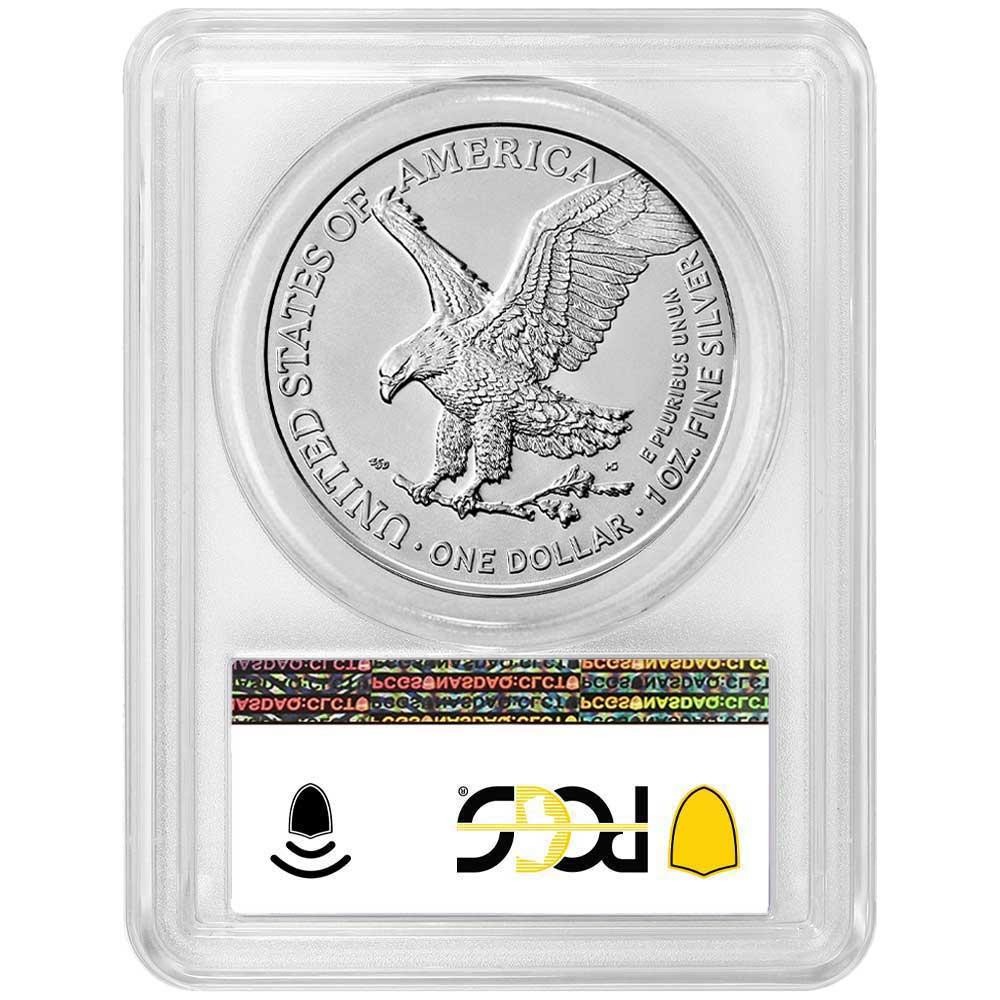 2021 $1 1-oz T2 American Silver Eagle PCGS MS70 FDI Flag Label