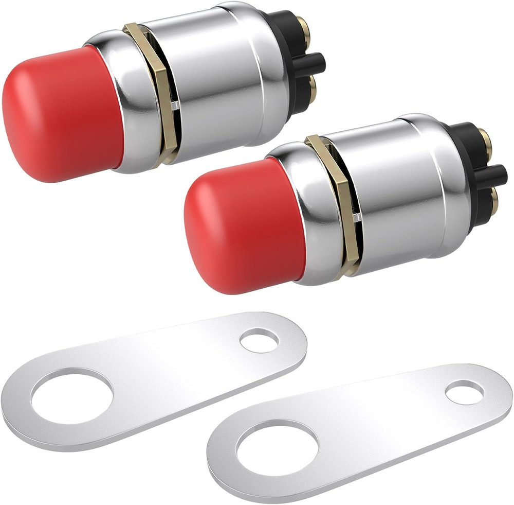 2 PCS Push Button Starter Switch 12V 50A, Waterproof Momentary Start Switch for