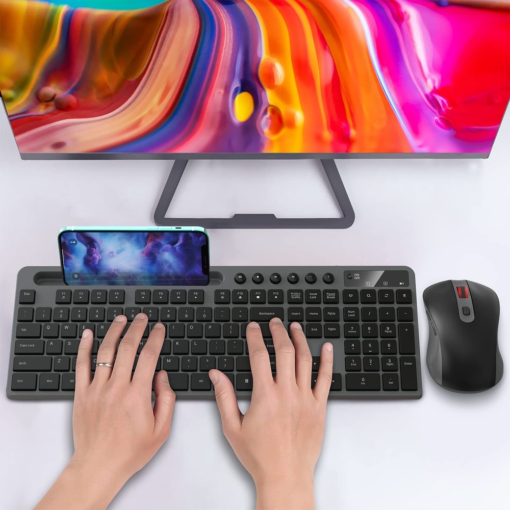 Wireless Keyboard and Mouse Combo 2.4G Ergonomic Wireless Computer Keyboard w...