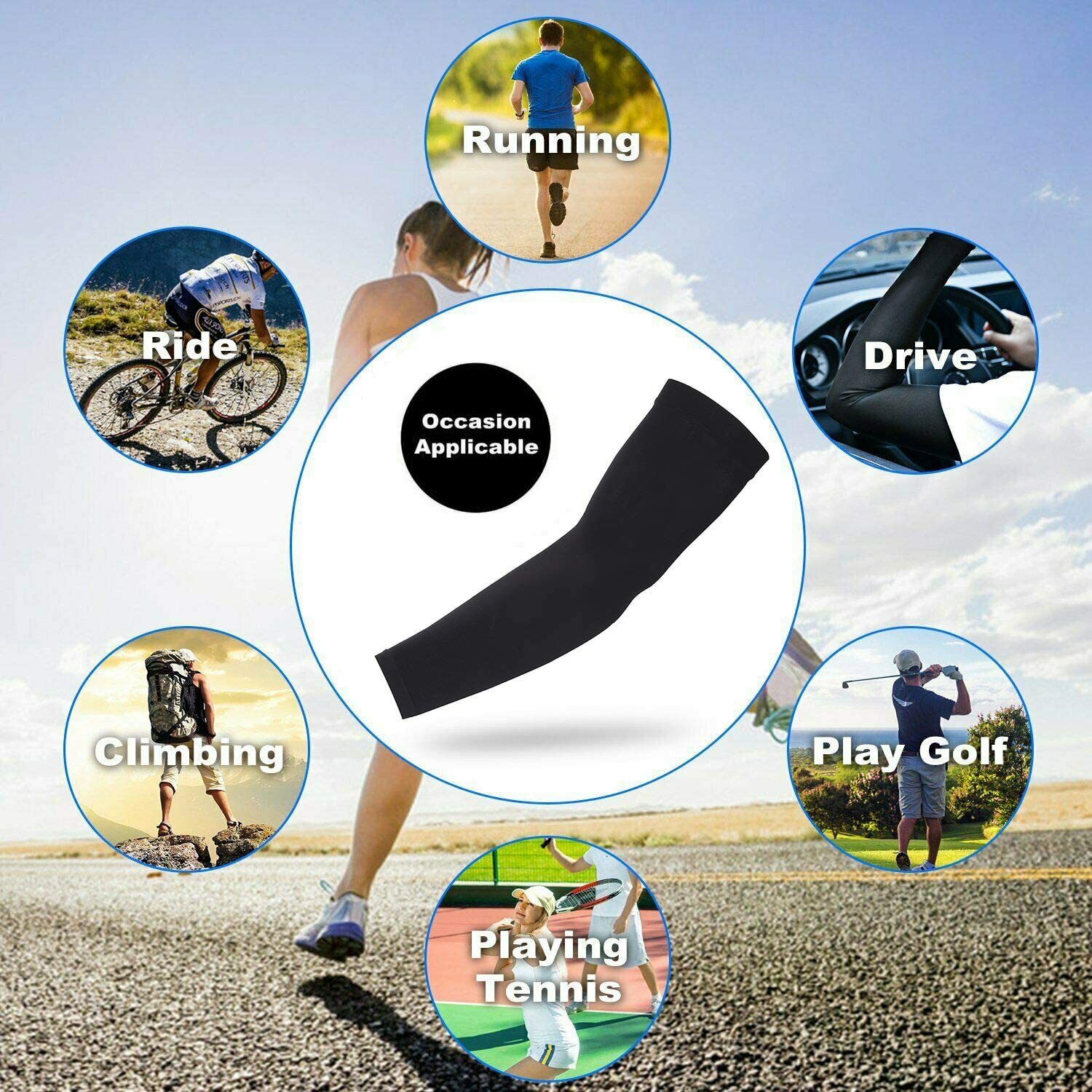 UV Protection Cooling Arm Sleeves Women Men Summer Outdoor Sunblock Arm Cover US