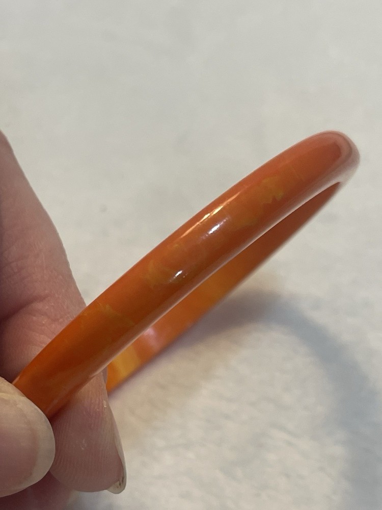 1940s Domed Orange Bakelite Bangle_Simichrome Tested