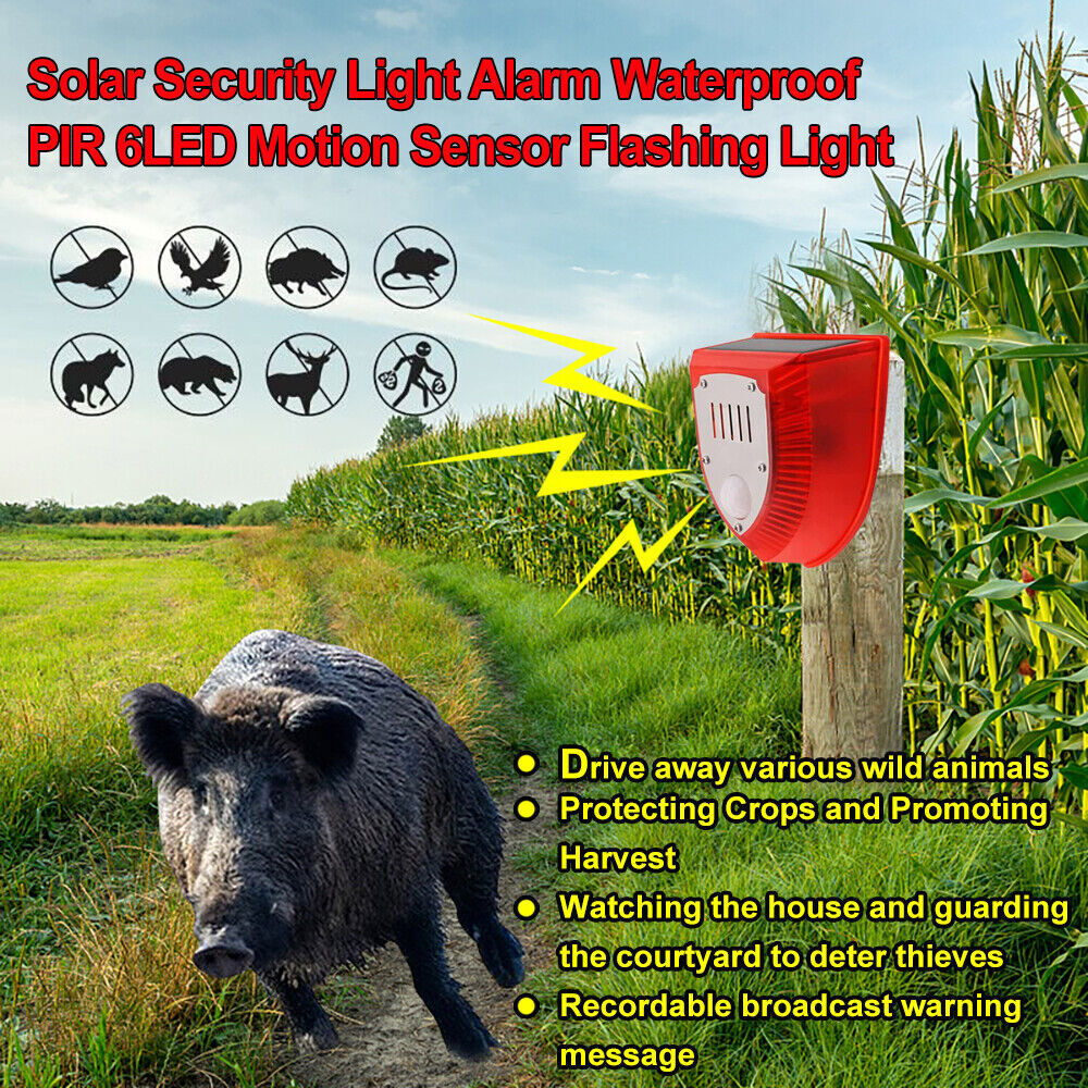 Solar Alarm LED Light Solar Strobe Light Wireless Motion Sensor Detector Outdoor