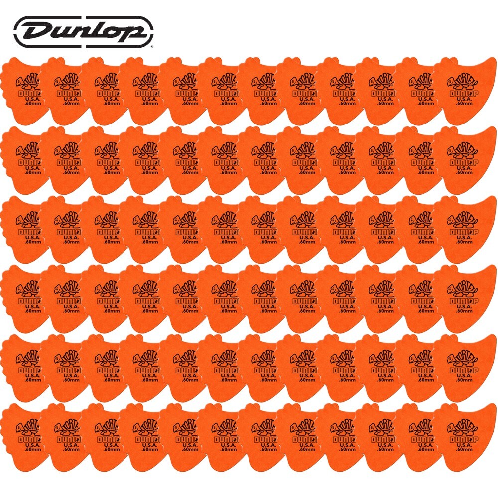 72-PACK Dunlop 414R.60 Tortex Fin .60mm Orange Guitar Picks