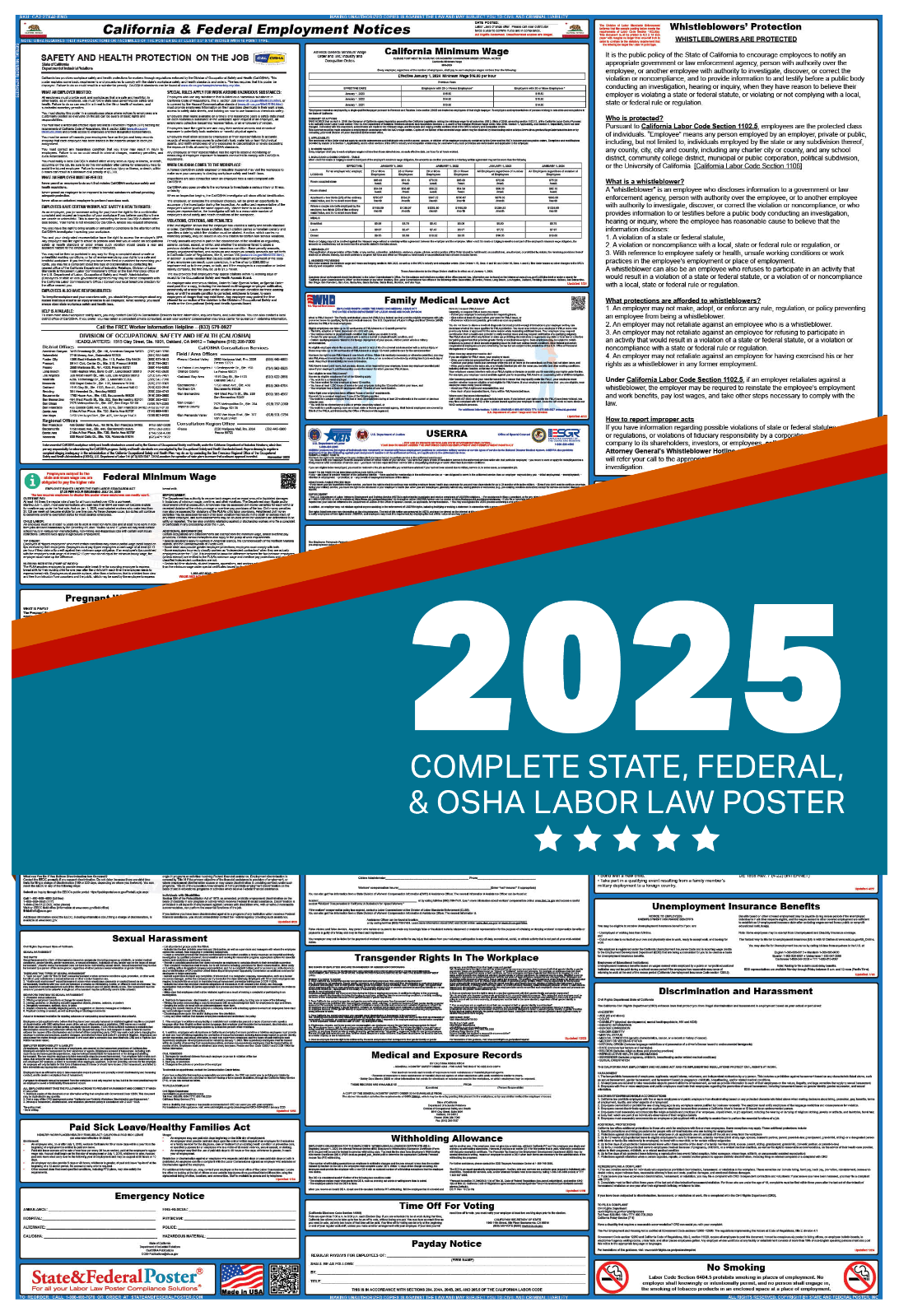 California State and Federal Labor Law Poster 2025