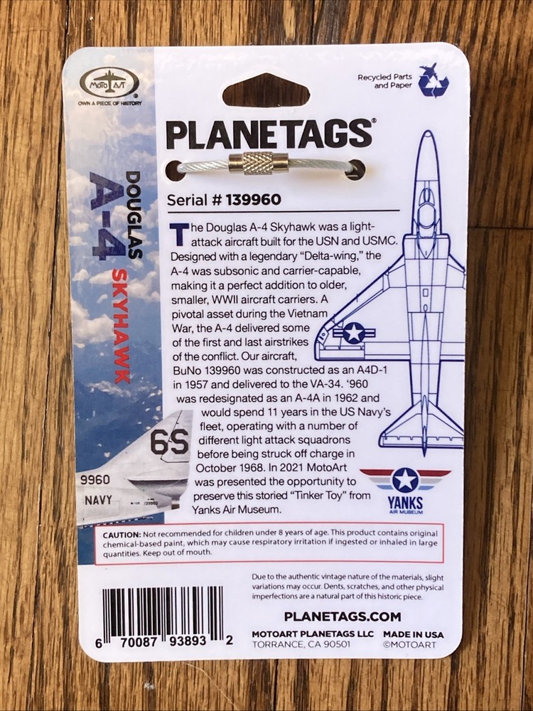 Douglas A-4 Skyhawk PlaneTag, Metal, #1209/3500