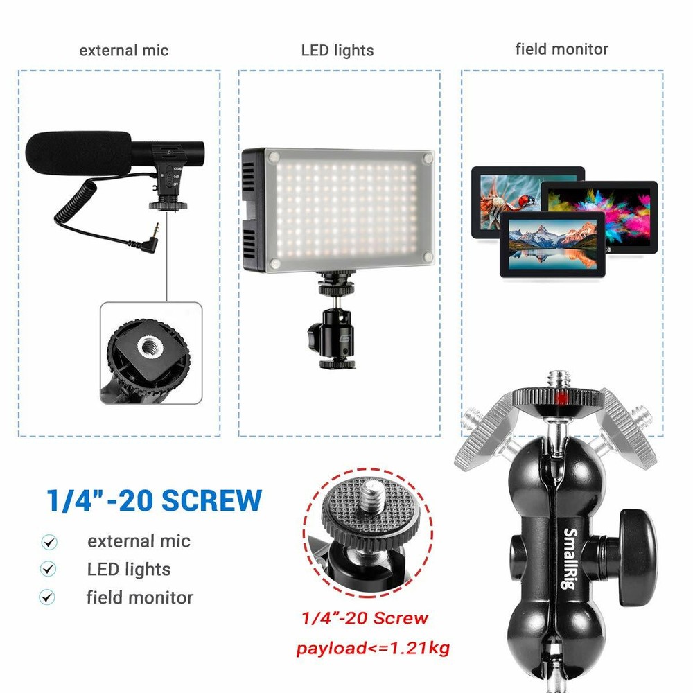 SMALLRIG Cool Ballhead Arm Super Clamp Mount Multi-Function Ball Adapter 1138