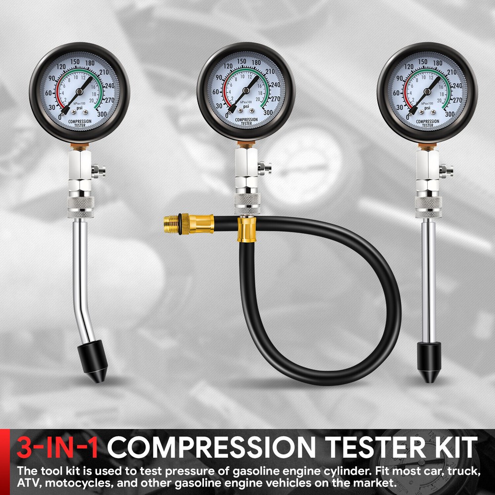 8 pcs Engine Cylinder Compression Auto Motorcycle Car Tester Detector Tool Kit
