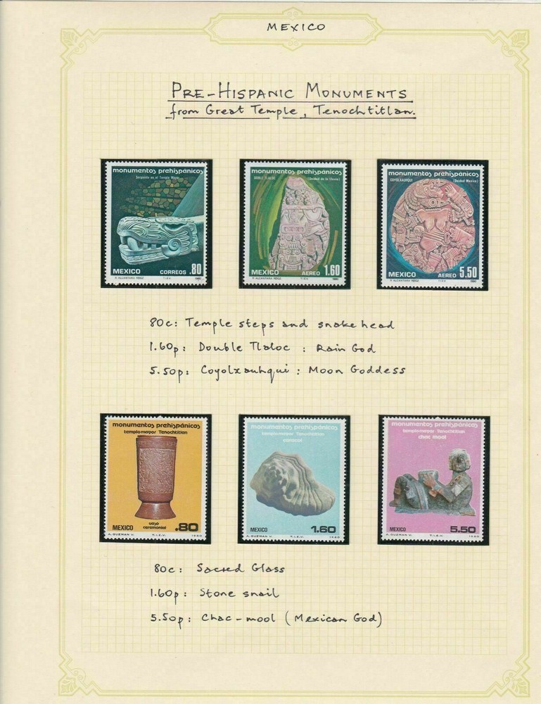 mexico pre- hispanic monuments (great temple, etc) stamps page ref 17238