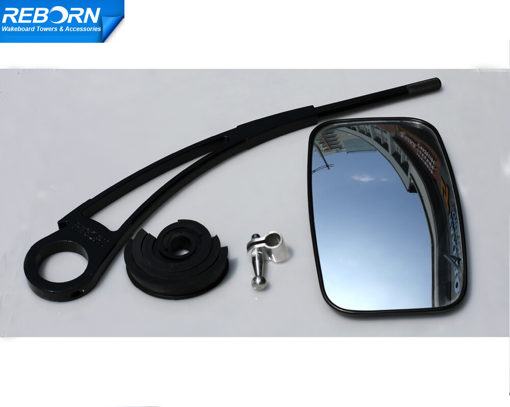 Reborn Black Quick Release Wakeboard Rack + Angle Free Adjust Wakeboard Mirror