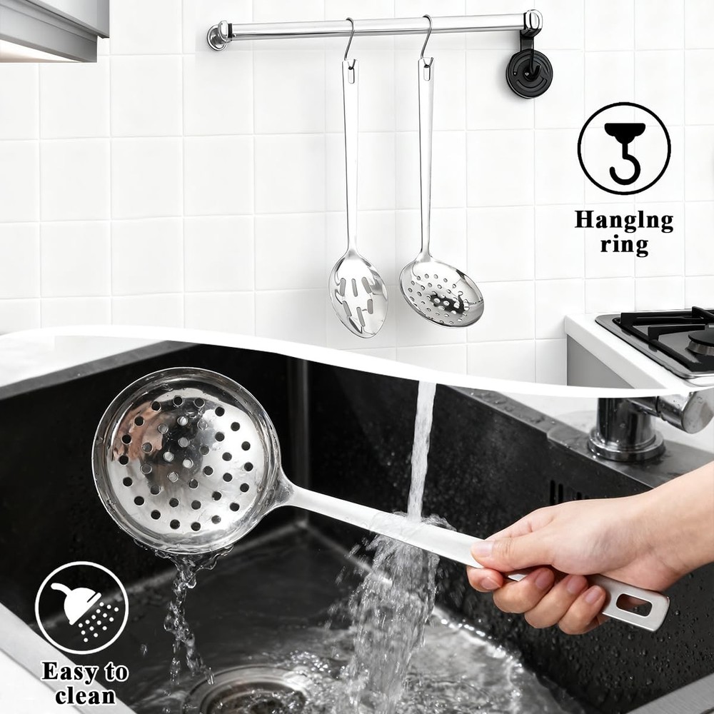 Berglander Slotted 13" Strainer Spoons, Silver Cooking Spoons