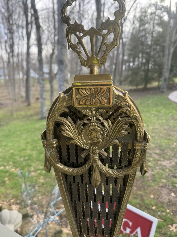Vintage Peacock Fireplace Screen Folding Fan *read