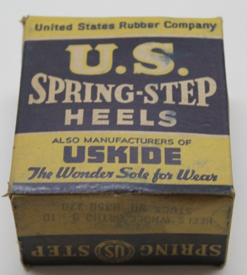 US spring step heels black rubber with nails in original box set E826