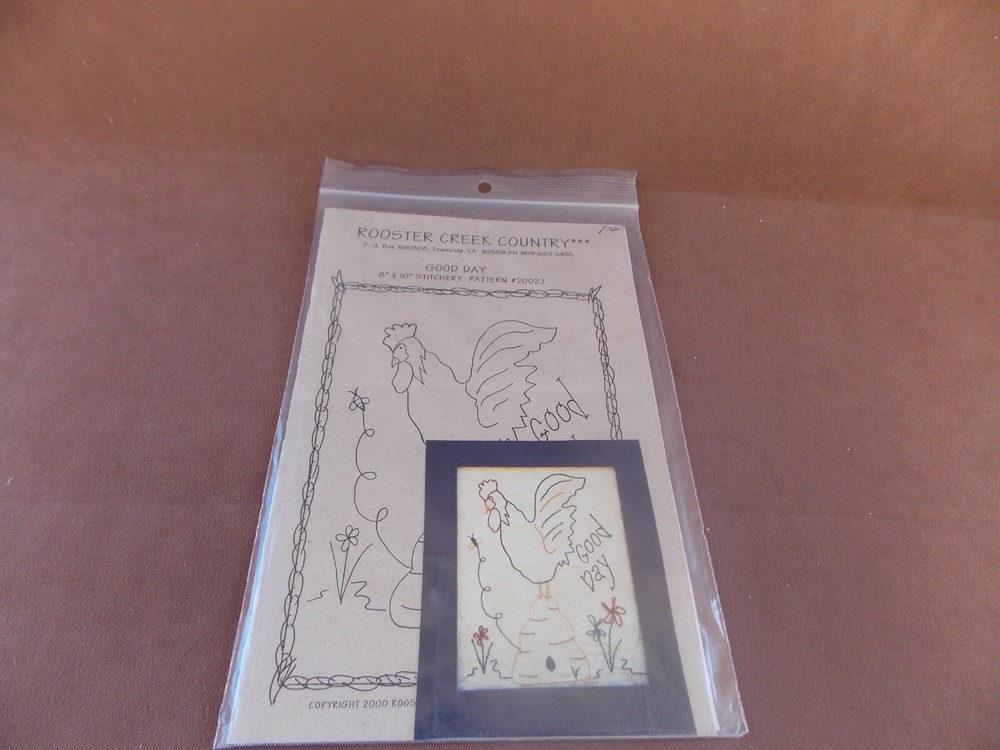 Good Day 8"x10" Stitchery Pattern 2002J Rooster Creek Country