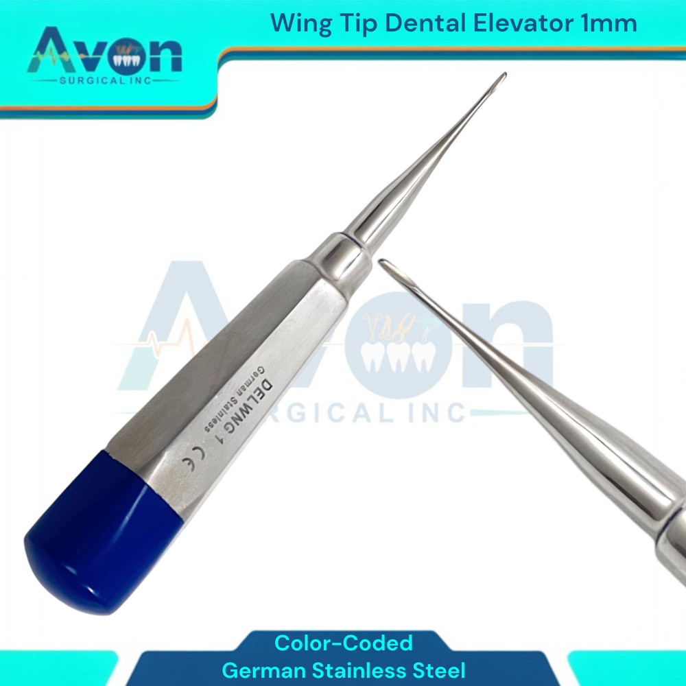 2Pk Dental Veterinary Elevator 0.75mm & 1mm Wing Tip, Straight, Color-Coded