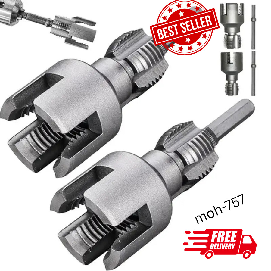 2Pcs 1/2''&3/4'' Water Pipe Integrated Internal & External Pipe Threading Tool