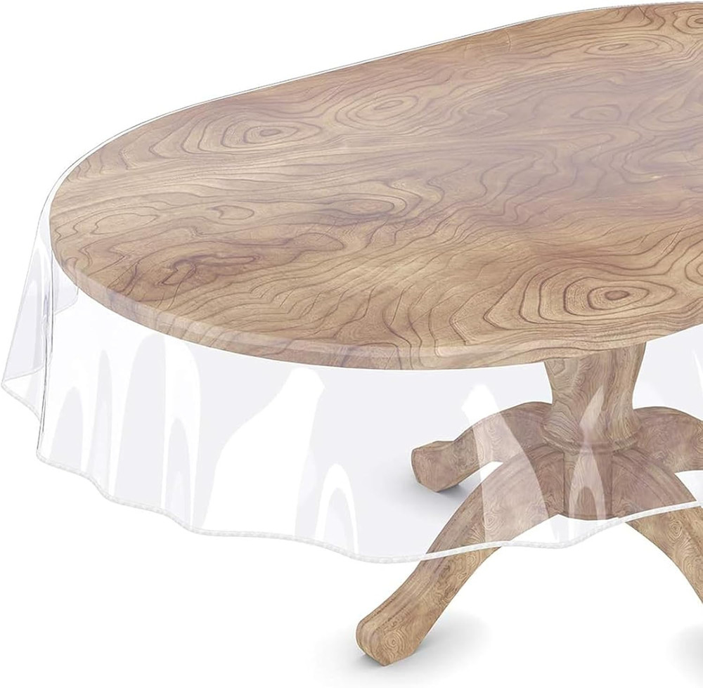 Clear Oval Table Cover Protector 60 x 90 Inches Oval Shape Plastic Transparent C