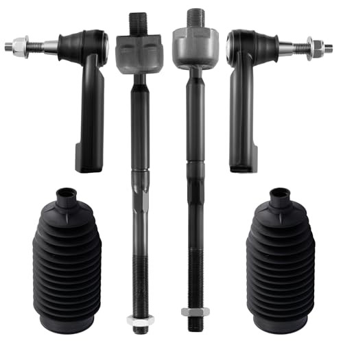 6pcs Front Inner & Outer Tie Rod Ends Kit w/Tie Rod Boot Compatible EV800457